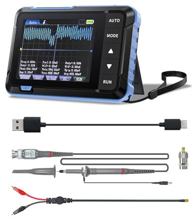 DSO153 Oscilloscope, Portable Automotive Oscilloscope, 5MS/s High Sample Rate, 1M Bandwidth, Digital Handheld Oscilloscope with 0-10KHz Signal Generator, 14 Waveforms, Auto Power Off, P6100 Probe