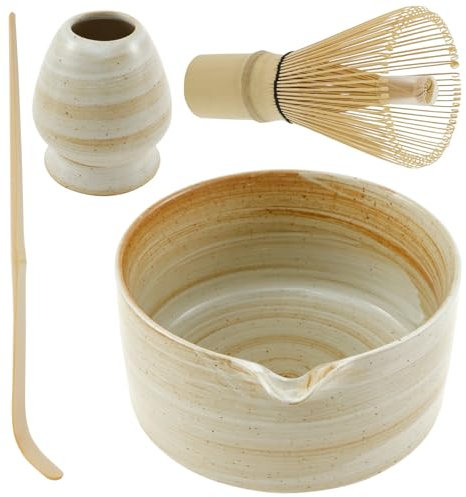 4Pcs Bamboo Matcha Whisk Set, Elegant Matcha Tea Set with Whisk and Bowl, Matcha Spoon, Whisk Holder, Japanese Matcha Set, Matcha Starter Kit, Manual Matcha Making Kit, Ideal Matcha Kit for Tea Lovers