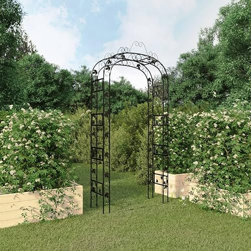 Xichuzi Arco de jardín Acero Negro 116x45x240 cm, Arco Jardin Exterior, Rosal Trepador, Arco Boda, Arco para Plantas Trepadoras, Arco Flores