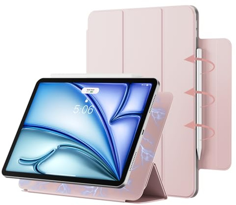 zoyu Hülle für iPad Air 11 M4 M3 M2, für iPad Air 5. / 4. Gen, Rosa | Starke Magnetische Adsorption, Unterstützt Apple Pencil Aufladung, Auto Wake/Sleep, Ultradünne Hülle für iPad Air 11/10,9