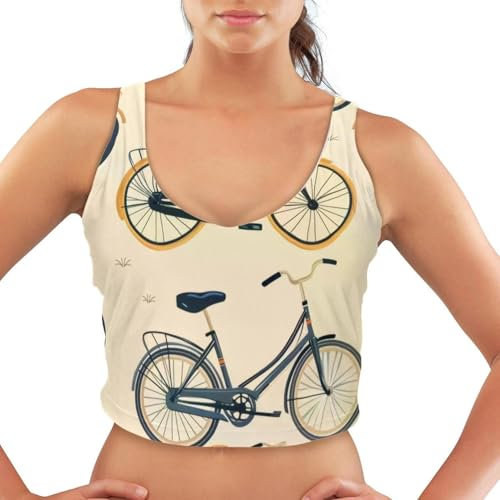 VAPOKF Retro Bikes Sport-BH für Damen, U-Rücken, gepolsterte Sport-BHs für Yoga, Fitnessstudio, Workout, Fitness, Schmetterlings-Ölgemälde, multi, L