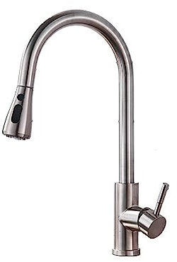 HZWMQDLF Kitchen Taps Pull Out Gourmet Kitchen Faucet Tap SUS304 Single Handle Kitchen Sink Mixer Tap 2 In 1 Spout Hot Cold Water Crane(Brushed Nickel A)