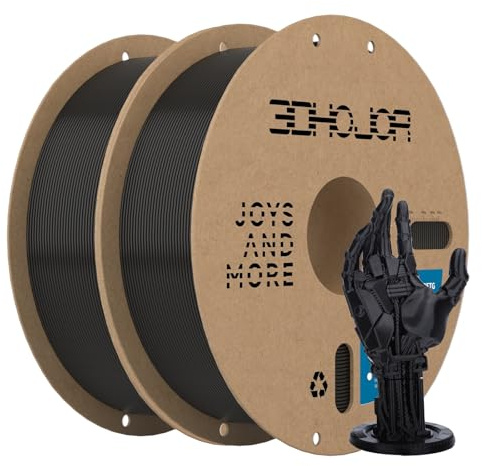 3DHoJor PETG Filament 1.75mm 2KG Schwarz Hohe Zähigkeit 3D Druck Filament