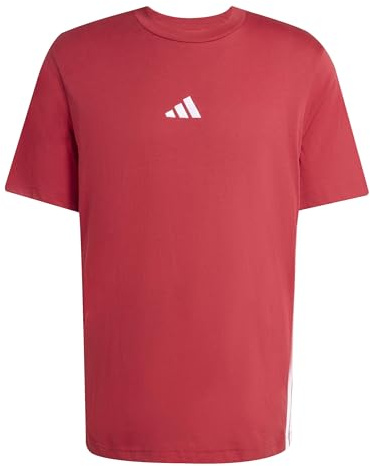 adidas Herren Essential Three Stripes Single Jersey Tee, Active Maroon/White, L
