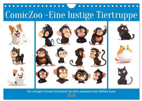 ComicZoo - eine lustige Tiertruppe (Wandkalender 2026 DIN A4 quer), CALVENDO Monatskalender: Jede Menge skurrile Tier Cartoons - zum Schmunzeln schön (CALVENDO Spass)