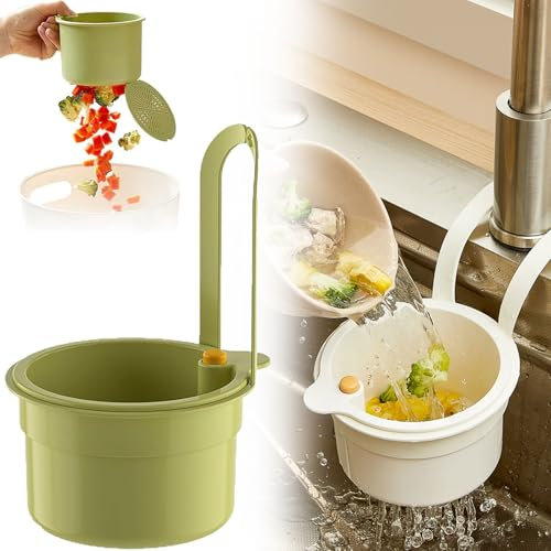 Adjustable Sink Filter Tray Tap, Plastic Kitchen Hanging Sink Drain Basket, Draining Kitchen Tool, Holder Sink with Fine Mesh Filter for Garbage Leftovers Easy Installation and Removal (Green)