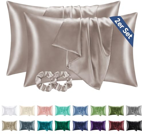 BEDELITE Satin Kissenbezug 2er Set 40x60 Rose Taupe