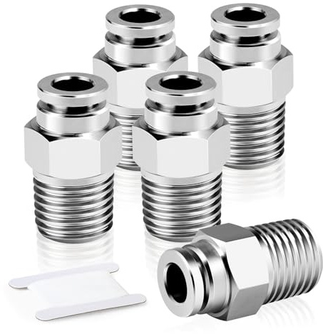 ERGAOBOY 5 Stück 4MM Rohr OD X 1/4 BSP Gewinde Außengewinde Gerade Edelstahl 304 Steckverschraubungen Pneumatische Steckverschraubung