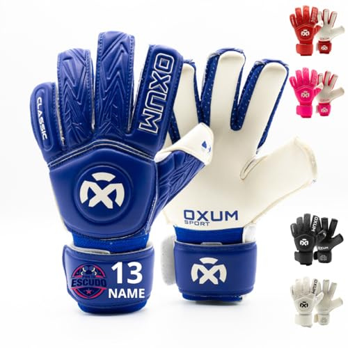 OXUM Generico Guanti da Portiere Bambini, Ragazzi e Junior – Guanti Calcio Professionali con Presa Antiscivolo, Imbottitura Protettiva, Alta Resistenza e Comfort per Allenamenti e Partite (Azul, 6)