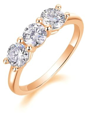 Skcess 9K Roségold Eheringe, Damen Ring 5X5mm Moissanit Def Kein Edelstein Größe 65 (20.7)