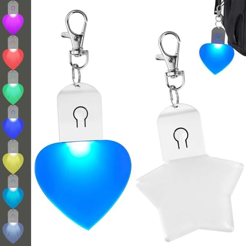 Bukbas LED Handtaschenlicht, 2 Stück Taschenlicht Herz Sterne Tragbare, Taschenlicht für Handtasche, Taschen Anhänger Schlüsselanhänger Geschenke für Frauen, Mutter, Freunde Valentinstagsgeschenk