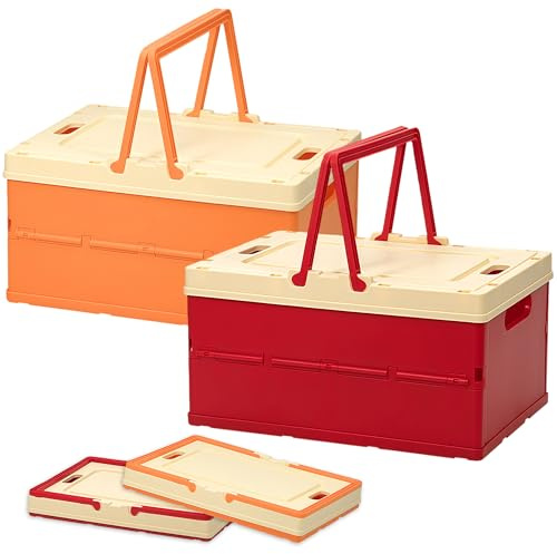 Wonninek 2er-Set Aufbewahrungsbox faltbar mit Deckel Spielzeugkiste | 2er-Set – zwei Farben, Faltbar & platzsparend, Robuster Kunststoff, Staubdicht & wasserdicht
