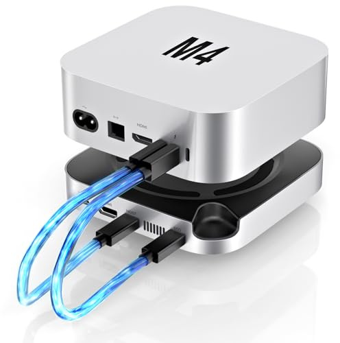 Mac mini M4 Dock Station Dual Ports with NVMe SSD Enclosure, 7 +1 in 1 Mac mini M4 Hub & Stand with 4xUSB-A Up to 10Gpbs, 4K60Hz HDMI, Optimized Self-Cooling Docking Station for Mac mini M4/M4 Pro