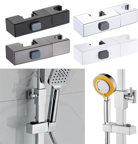 Support de pommeau de douche rectangulaire rotatif et réglable pour tubes carrés de 30 x 18 mm, plastique ABS avec finition chromée/noir/gris/blanc