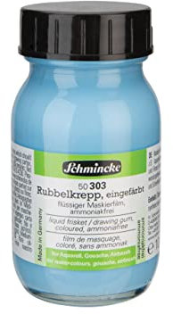 Schmincke Rubbelkrepp, blau eingefärbt, 100 ml geruchsneutrale Maskierflüssigkeit zum Abdecken, 50 303 055