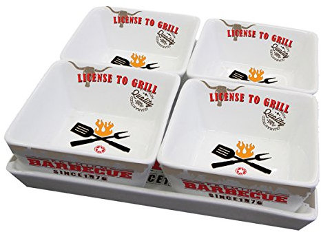 PPD License To Grill Geschirr-Set, Dippschalen, Servierteller, Porzellan, Weiß / Bunt, 19 cm / 9 cm, 602529