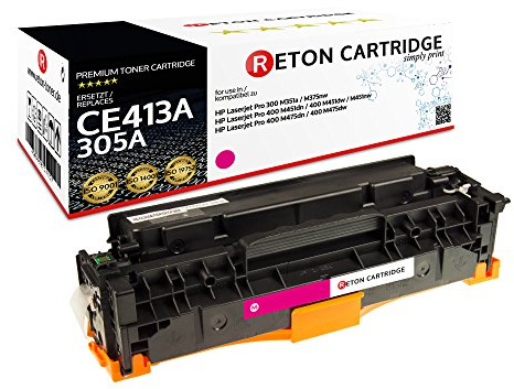 Original Reton Toner, kompatibel, Magenta für HP PRO 400 Color M451 (CE413A), HP 305A, Color LaserJet M375 MFP, M375NW MFP, M451DN, M451DW, M451NW, M475DN, M475DW, Magenta (Color: 2600)