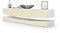 Vladon Lowboard City, Made in Germany, TV-Kommode mit Sockelelement, 1 offenem Fach und 3 Schubkästen, Weiß Hochglanz/Creme Hochglanz (178 x variabel x 39 cm)
