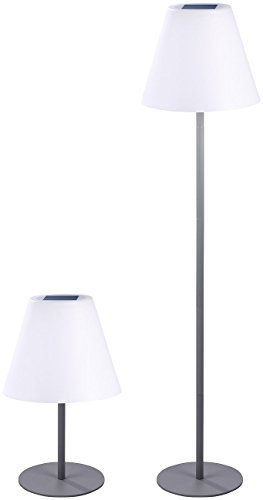 Lunartec Solarstehlampe: Kabellose Solar-LED-Tisch- & Stehleuchte, 1,6 W, 50 lm, IP44 (Akku Stehlampe, Stehlampe ohne Kabel, Schreibtisch Steckdose)