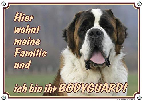 Petsigns Hundeschild - Bernhardiner - stabiles 1,5mm Metallschild mit Fotodruck, DIN A4