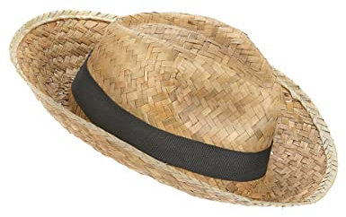 DEGUISE TOI - Chapeau Panama en Paille Adulte - Chapeau - Taille Unique - Noir - Accessoires pour déguisement - - - Carnaval