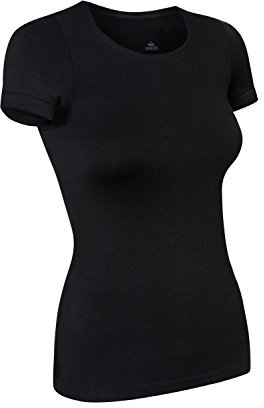 T-shirt de sport Assoluta à manches courtes pour femme, existe en couleurs vert, orange, rose et jaune fluo M Noir