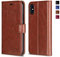 OCASE Kompatibel für iPhone XS Hülle iPhone X iPhone 10 Handyhülle [Premium Leder] [Standfunktion] [Kartenfach] [Magnetverschluss] Schlanke Leder Brieftasche Bruan