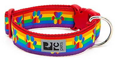 RC Pets Hundehalsband, 3,8 cm breit, verstellbar, Größe M, Regenbogenpfoten