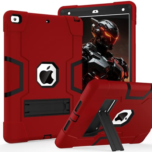 Cantis Funda para iPad de 9ª generación/8ª generación/7ª generación de 10.2 Pulgadas, Color Rojo