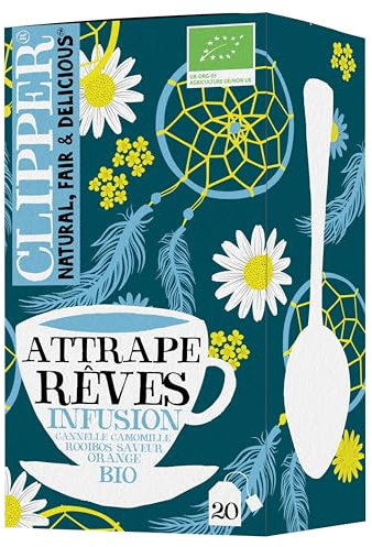 CLIPPER - Infusion Bio - Attrape-Rêves - Cannelle, Camomille, Rooibos, Orange - 20 Sachets de thé Bio - 1 paquet