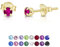 DTPsilver - Winzige Ohrringe 925 Sterling Silber Gelb Vergoldet mit Kristallen von Swarovski® Elements Runde Sehr kleine Ohrstecker - Durchmesser 3 mm - Farbe : Fuchsie