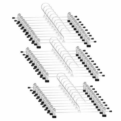 WEIDMAX Grucce per Pantaloni, Appendiabiti Antiscivolo con Clips, Regolabili Grucce in Metallo con Mollette, Salvaspazio Appendini per Pantaloni, Gonne, Calzini, Confezione da 30