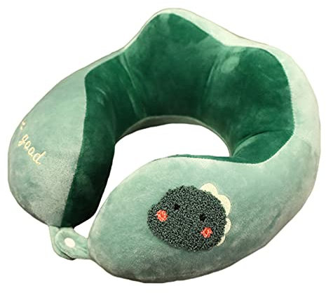 Memory Foam Reisekissen Kinder Nackenkissen Niedliche Tierform Nackenhörnchen Kopfstütze Baby Reise Schlafkissen (Dinosaurier)