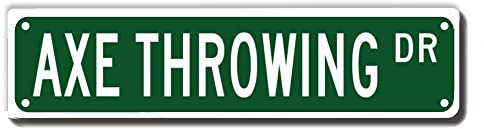 ERMUHEY Axe Throwing Dr Street Sign, Axe Throwing Gift, Axe Throwing Wall Decor for Home Office Garage Man Cave Plaque Quality Metal Sign 16x4 Inch