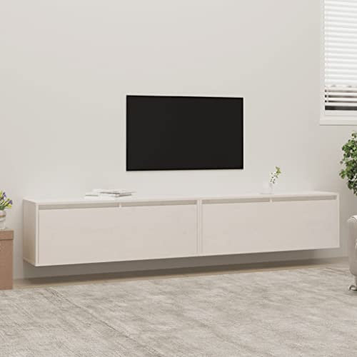 Würfelregale 2 STK, Würfelregal-Set in Moderner Regalwürfel Flexicube Massivholz Kiefer Hängeregal Cube Regal für Bücher DVD Auszeichnungen Büchern Sammlerstücken, Weiß 80x30x35 cm