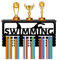 CREATCABIN Schwimmmedaillenhalter Trophäenregal Medaillenaufhänger Display Regalständer Sport 4 Reihen Wandhalterung 70+ Medaillen Für Frauen Gymnastik Fußball Schwimmen Auszeichnungen Rack 40x20cm