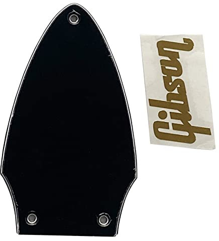 Pièces de guitare Pickguard pour Gibson Flying V Truss Rod Cover + décalcomanie dorée (3 plis noir)
