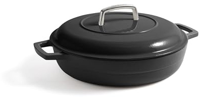 Martha by Martha Stewart 3.5 QT European Enameled Cast Iron Braiser w/Lid - Obsidian
