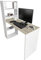 Mattfy - Mesa de Escritorio Multifuncional con Estantería Integrada, Acabado en Blanco - Cambria, Ideal para Espacios de Trabajo y Estudio, Medidas: 122 cm (Ancho) x 53,2 cm (Fondo) x 140 cm (Alto)