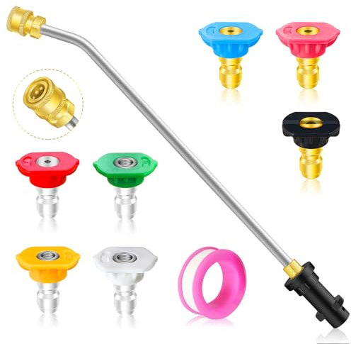 Guttering Cleaning Kit for Karcher K2 K3 K4 K5 K6 K7,Pressure Washer Wand 30 Degree Angled Spray Lance, Gutter Rod Cleaner Attachment with 7 Spray Nozzles for Under Chassis Cleaner (30°)