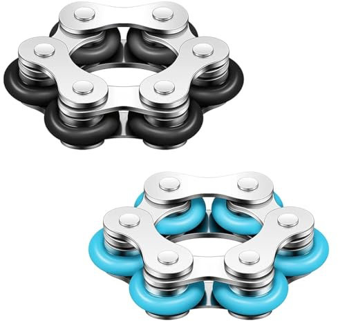 MenYiYDS 2 Pcs Fahrradkette Fingerspielzeug, sechs Rollenkette Fingerspielzeug für ADHD ADD Autismus Relief Angst Erwachsene und Jugendliche