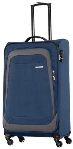 NOWI Korfu Weichschalen Trolley XL – Großer Stoff Koffer 76L mit 4 Doppelrollen & Zahlenschloss | XXL Reisekoffer für Damen & Herren (blau, XL)