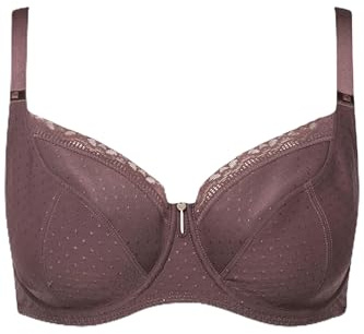 Ulla Popken Damen große Größen Übergrößen Plus Size Bügel-BH, Jacquard, Spitzenkante Erde 100E 820379345-100E
