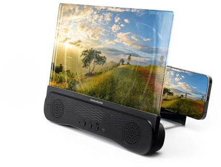 InnovaGoods® Amplificador proyector para movil 12”, Altavoz Bluetooth 5.1-3mW, proyector Incluye Cable USB-C, proyector portatil, Plegable, Pantalla proyector con Autonomía 150-180 min Aprox.