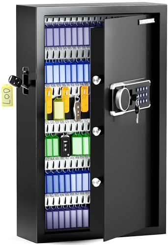 KornerBatl 172 Keys Electronic Key Lock Box with Anti-Theft Deposit Key Slot & Key Out Tags, Key Cabinet Wall Mount with Code for Home Office