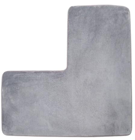 YongXinMY L-Shaped Bath Mat - Corner Shower Rug Soft Coral Fleece Bathroom Floor Mats Non Slip Water Absorbent Carpet Washable for Square Shower Tub Toilet Home Spa Use (Grey)