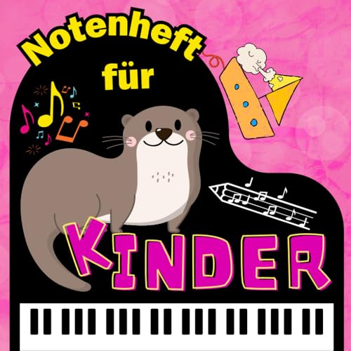 Notenheft für Kinder: Spielerisch Noten lernen – mit Theorie, Online-Übungen & Stickern – 6 große Systeme, bunte Cover zur Auswahl