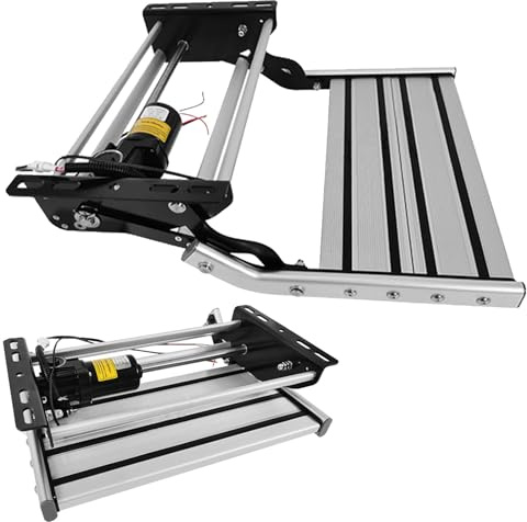 BOOZXCV Scale retrattili Automatiche per Camper, Gradino Elettrico in Lega di Alluminio, Pieghevole con luci a LED per Camper, monostrato (SingleLayer)
