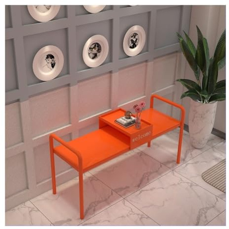 Jian1004 Garden Benches Outdoor Park Gym Rest Bench, Wrought Iron Chair for Mall Café Seating(Orange)