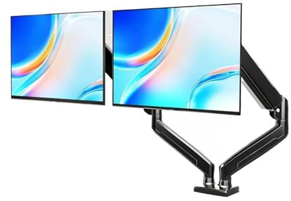 Dual Monitor Stand & Laptop Tray, Full Adjustable Articulating Arm Desk Mount For 13-32 Screens(Black Monitor Mount)